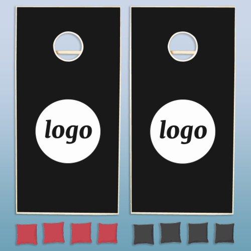 Simple Logo Business Branding Black Cornhole Set