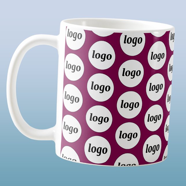 Simple Logo Business Branding Pattern Cherry Pink Coffee Mug (Simple logo pattern business branding promotional coffee mug)