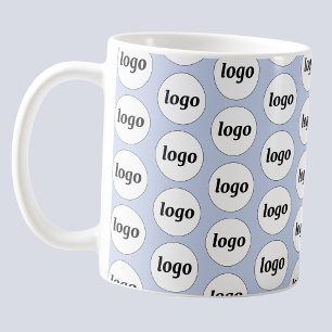 Simple Logo Business Branding Pattern Light Blue Coffee Mug