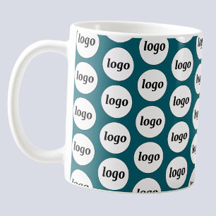 Simple Logo Business Branding Pattern Teal Green Coffee Mug