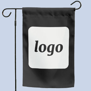 Simple Logo Business Branding Promotional Black Garden Flag