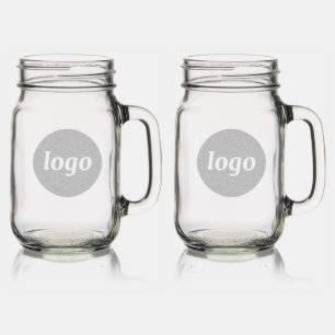 Simple Logo Business Branding Promotional Mason Jar W/ Handle