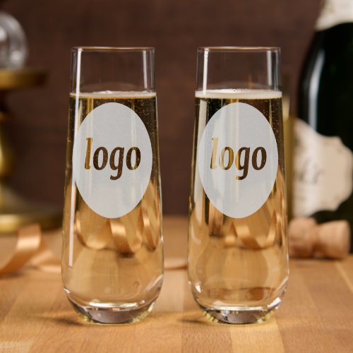 Simple Logo Business Branding Promotional Stemless Champagne Flute