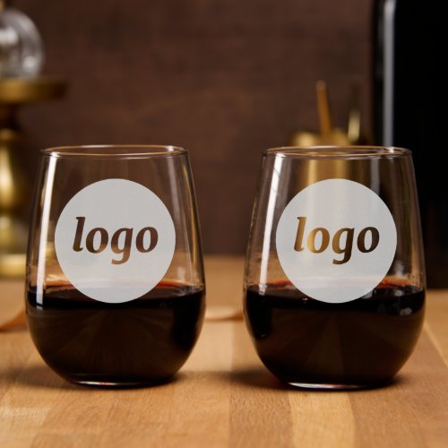 Simple Logo Business Branding Promotional Stemless Wine Glass