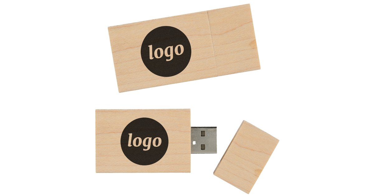 Simple Logo Business Branding Promotional Wood Flash Drive | Zazzle