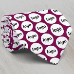 Simple Logo Business Dark Magenta Cherry Neck Tie<br><div class="desc">Simple logo design to foster brand loyalty and promote your small business.  Replace the logo with your own and change the background color in the Design Tool to customize.</div>