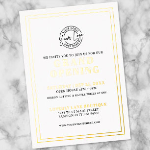Simple Logo Business Grand Opening Gold Foil Invitation