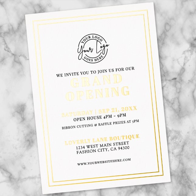 Simple Logo Business Grand Opening Gold Foil Invitation (Simple Logo Business Grand Opening Gold Foil Invitation)