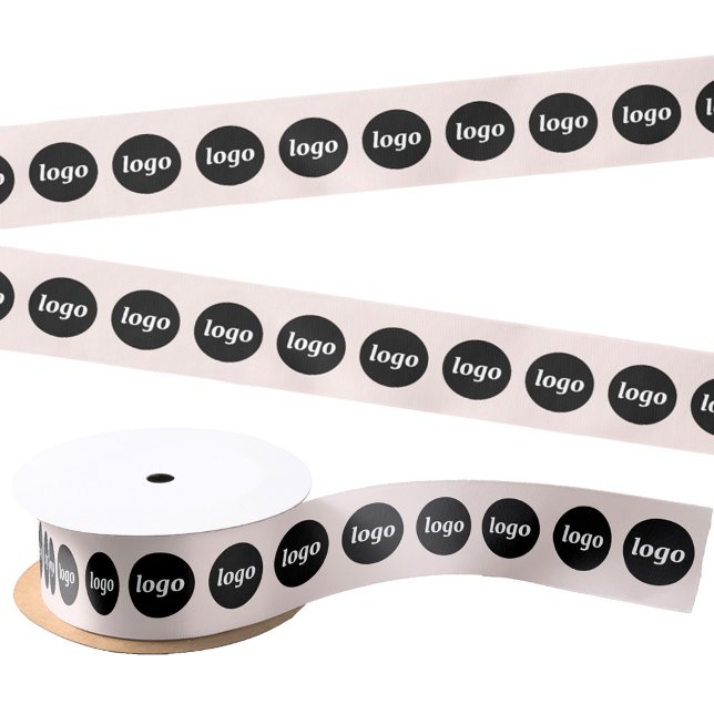 Simple Logo Business Packaging Blush Pink Satin Ribbon (Logo business promotional packaging satin ribbon)