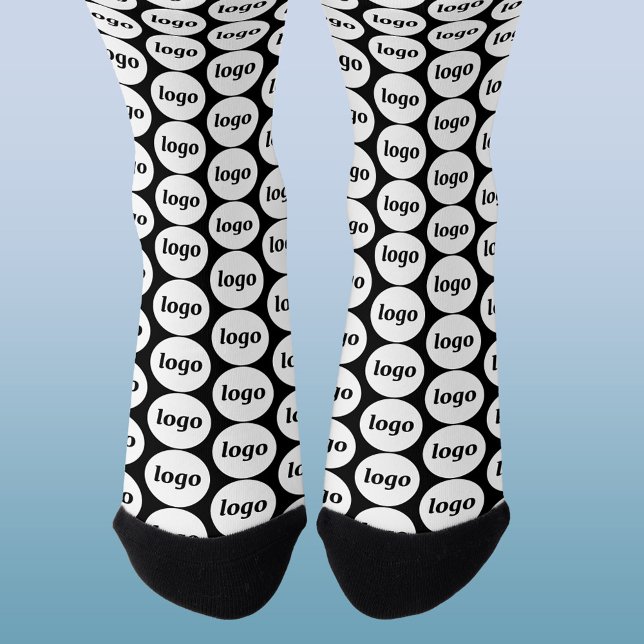 Simple Logo Business Pattern Black Promotional Socks (Simple logo pattern business branding promotional socks)