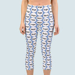 Simple Logo Business Pattern Blue Capri Leggings<br><div class="desc">Simple logo pattern design to foster brand loyalty and promote your small business.  Replace the logo with your own and change the background color in the Design Tool to customize.</div>