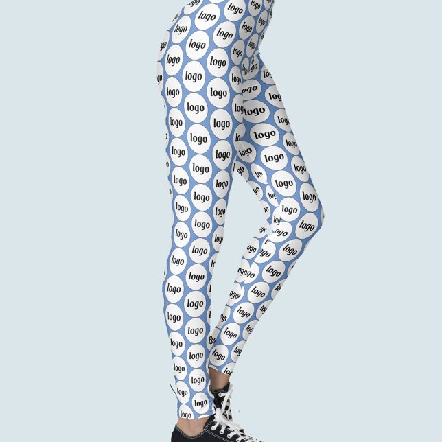 Simple Logo Business Pattern Blue Leggings (Simple logo pattern business promotional branding leggings)