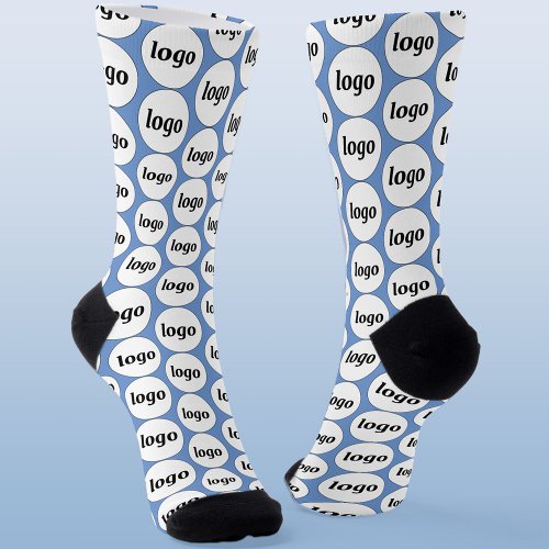 Simple Logo Business Pattern Blue Socks