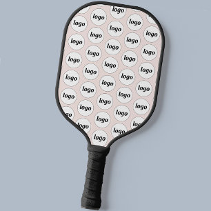 Simple Logo Business Pattern Blush Pink Pickleball Paddle