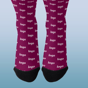 Simple Logo Business Pattern Burgundy Promotional Socks