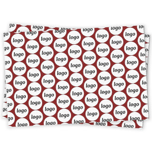 Simple Logo Business Pattern Burgundy Red Tissue Paper