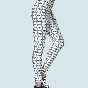 Simple Logo Business Pattern Dusty Blue Leggings
