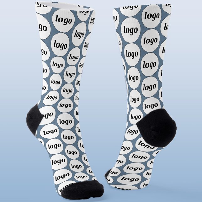 Simple Logo Business Pattern Dusty Blue Socks (Simple logo pattern business promotional branding socks)