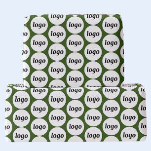 Simple Logo Business Pattern Forest Green Wrapping Paper