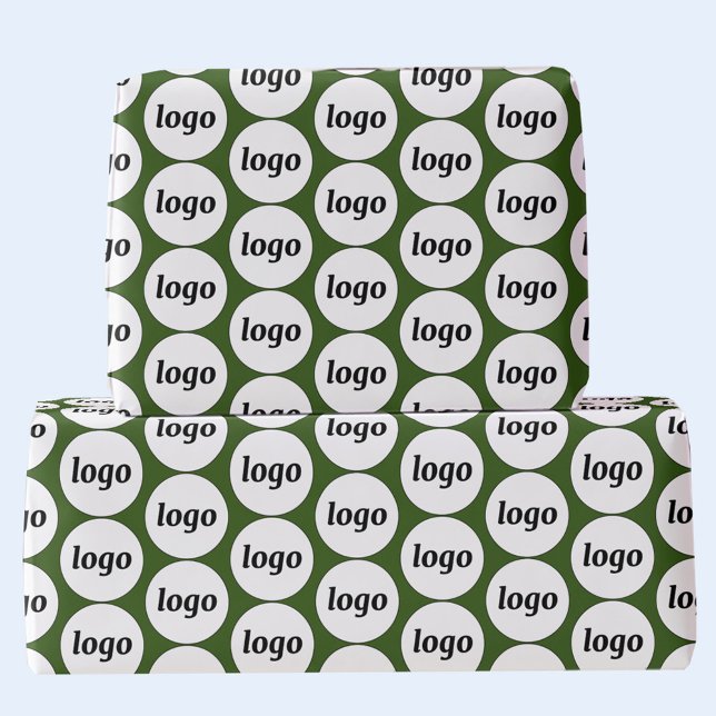 Simple Logo Business Pattern Forest Green Wrapping Paper (Logo pattern business promotional branding gift wrapping paper in forest green)