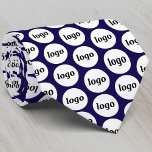 Simple Logo Business Pattern Navy Blue Neck Tie<br><div class="desc">Simple logo pattern design to foster brand loyalty and promote your small business.  Ideal as a uniform and for a trade show or corporate event. Replace the logo with your own and change the dark navy blue background color in the Design Tool to customize.</div>