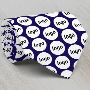 Simple Logo Business Pattern Navy Blue Neck Tie