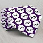 Simple Logo Business Pattern Plum Purple Neck Tie<br><div class="desc">Simple logo pattern design to foster brand loyalty and promote your small business.  Ideal as a uniform and for a trade show or corporate event. Replace the logo with your own and change the dark plum purple background color in the Design Tool to customize.</div>