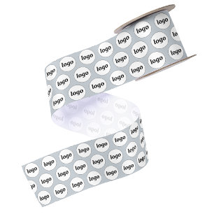 Simple Logo Business Pattern Powder Blue Gray Satin Ribbon