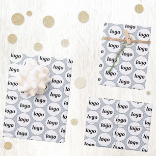 Simple Logo Business Pattern Powder Blue Wrapping Paper Sheets