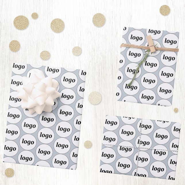 Simple Logo Business Pattern Powder Blue Wrapping Paper Sheets (Simple logo pattern business branding promotional wrapping paper sheets)