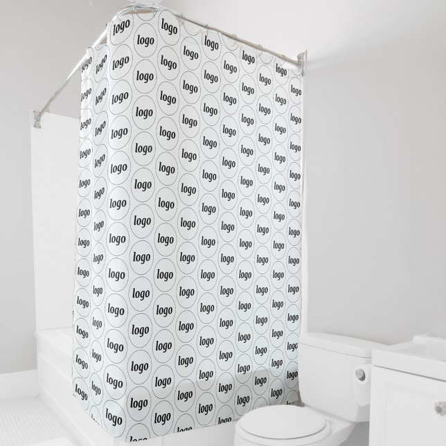 Simple Logo Business Pattern Promotional Shower Curtain (Simple logo pattern business branding promotional shower curtain)
