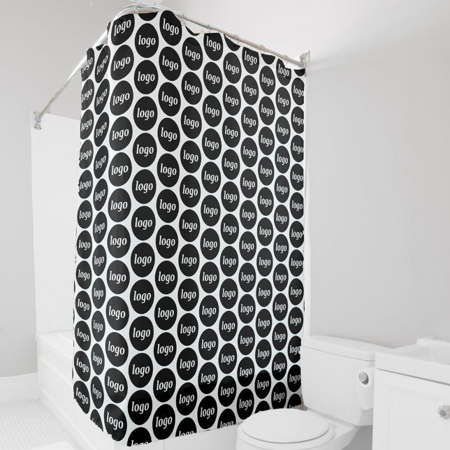 Simple Logo Business Pattern Promotional Shower Curtain (Simple logo pattern business branding promotional shower curtain)