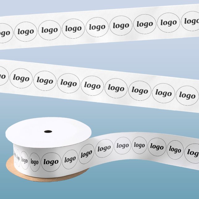 Simple Logo Business Pattern Satin Ribbon (Logo pattern ribbon business branding promotional packaging for a shop, store, artisan bakery etc)