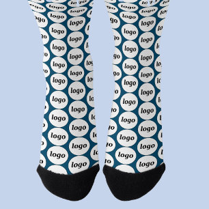 Simple Logo Business Pattern Teal Green Socks