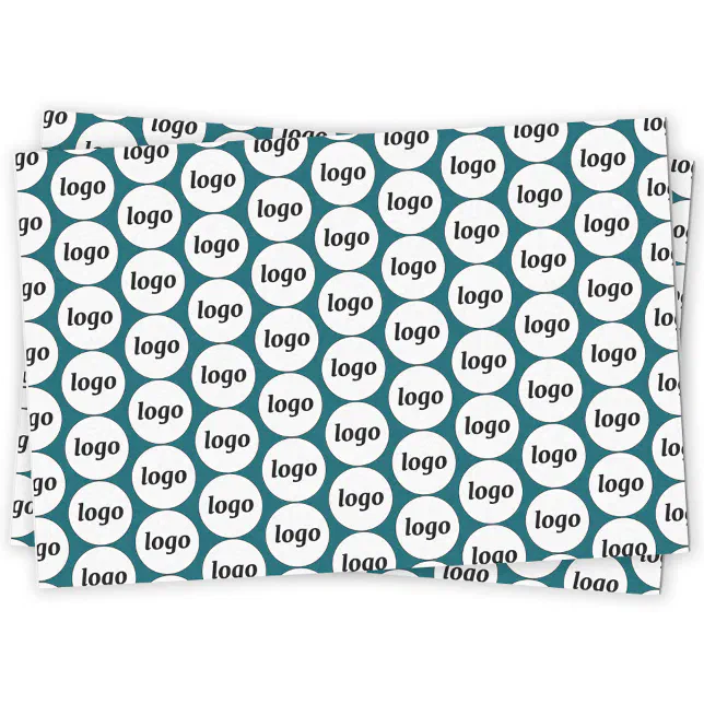 Simple Logo Business Pattern Teal Green Tissue Paper | Zazzle
