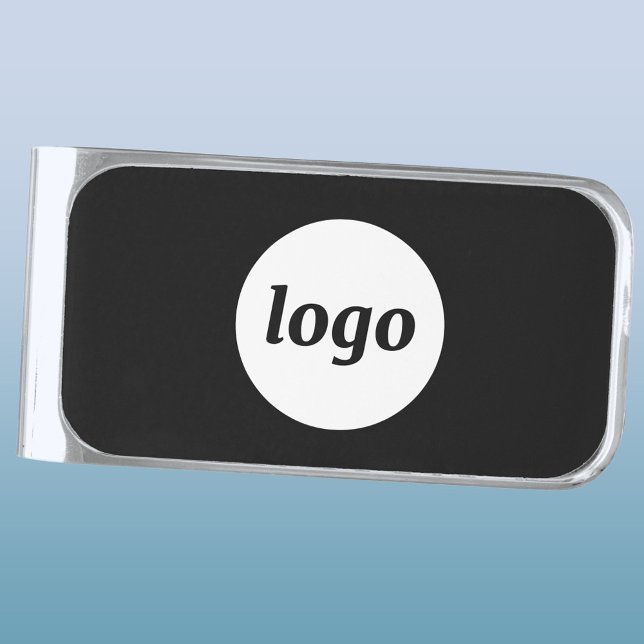 Simple Logo Business Promotional Black Silver Finish Money Clip (Simple logo business branding promotional money clip for client customer trade show corporate event)