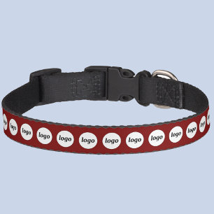 Simple Logo Business Promotional Burgundy Red Pet Collar