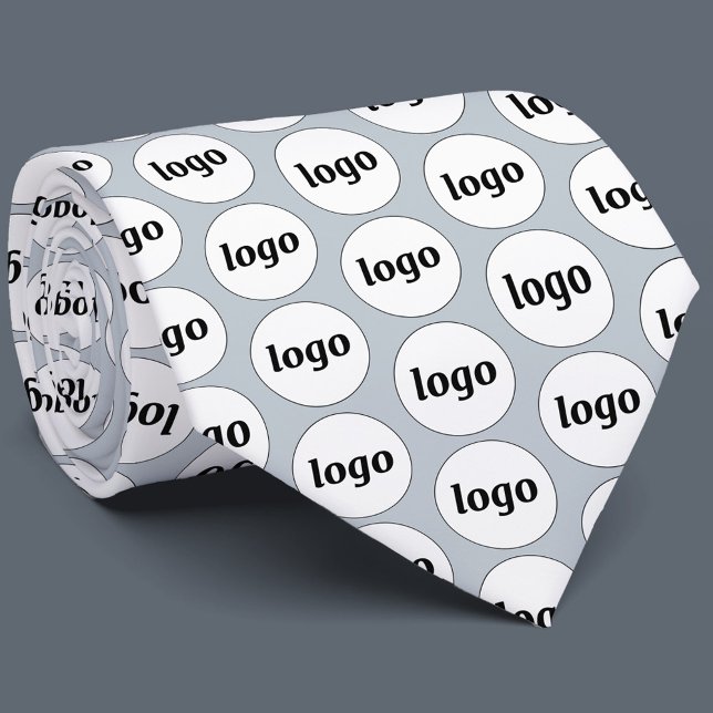 Simple Logo Business Promotional Powder Blue Neck Tie (Logo patterned business promotional or staff employee uniform neck tie)