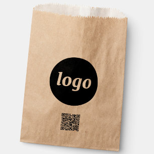 Simple Logo Business Promotional QR Code Kraft Favor Bag