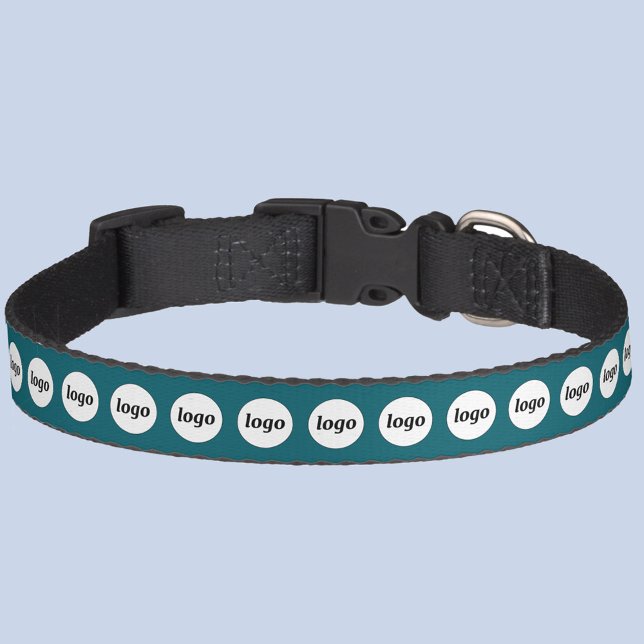 Simple Logo Business Promotional Teal Green Pet Collar (Simple logo pattern business promotional branding dog or pet collar)