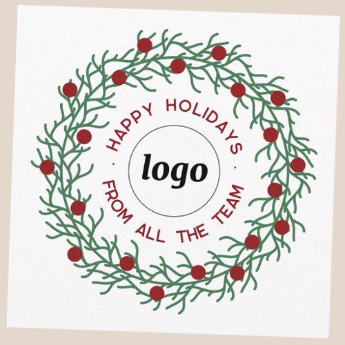 Simple Logo Business Promotional Wreath Holiday Card