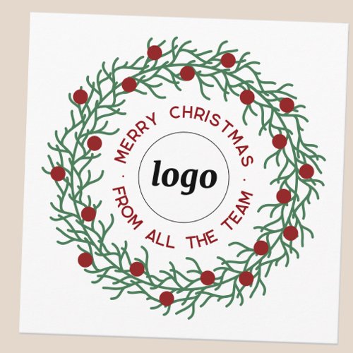 Simple Logo Business Promotional Wreath Holiday Card