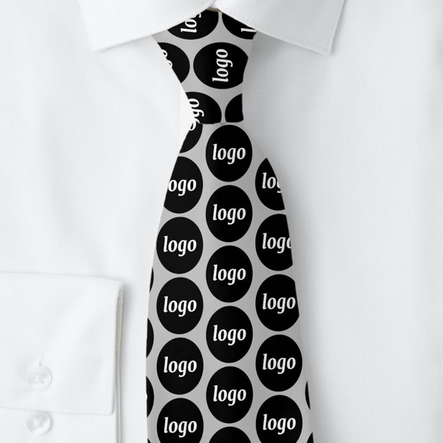 Simple Logo Business Silver Gray Neck Tie (Logo pattern custom silver gray business promotional neck tie)