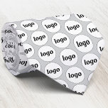 Simple Logo Business Silver Gray Neck Tie<br><div class="desc">Simple logo design to foster brand loyalty and promote your small business.  Replace the logo with your own and change the background color in the Design Tool to customize.</div>
