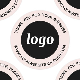 Simple Logo Business Thank You Blush Pink Classic Round Sticker