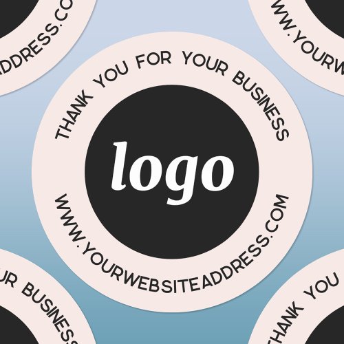 Simple Logo Business Thank You Blush Pink Classic Round Sticker