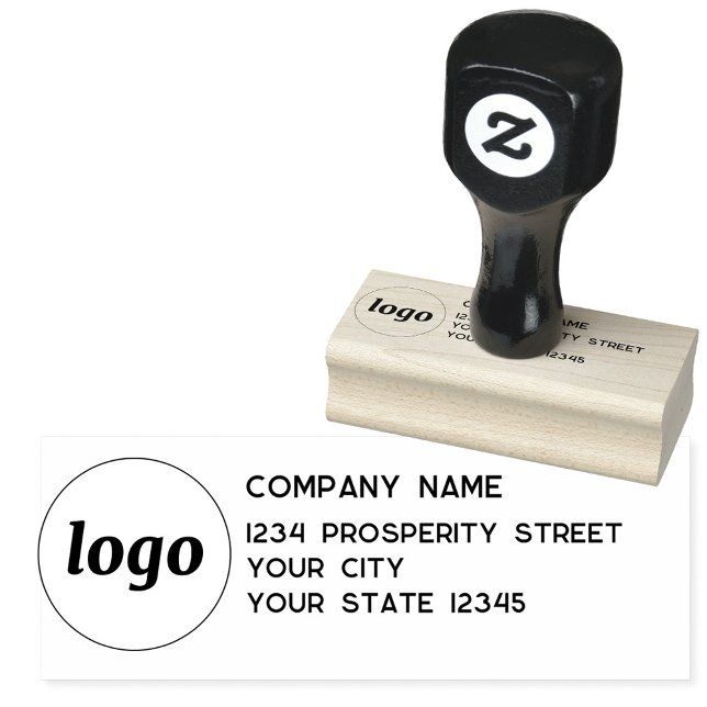 Simple Logo Company Return Address Rubber Stamp (Simple logo with custom text business branding promotional company return address rubber stamp)