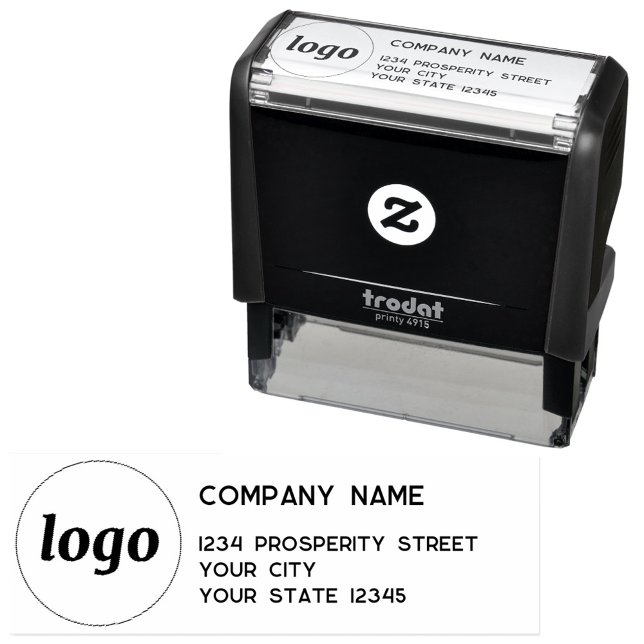 Simple Logo Company Return Address Self-inking Stamp (Logo with custom text business self inking address stamp)