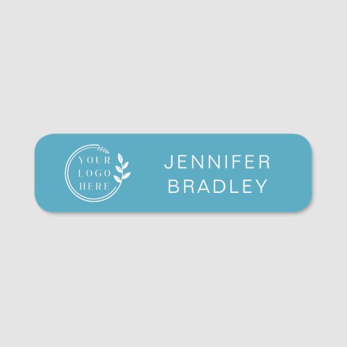 Simple Logo Custom Name Blue Corporate Business Name Tag