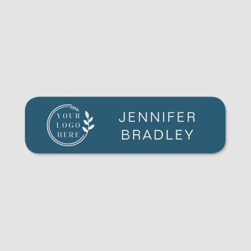 Simple Logo Custom Name Blue Corporate Business Name Tag